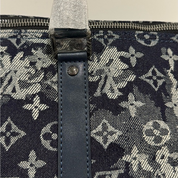 Louis Vuitton Virgil Abloh Blue Monogram Tapestry Canvas Keepall Bandoulière 50 - Picture 6 of 11